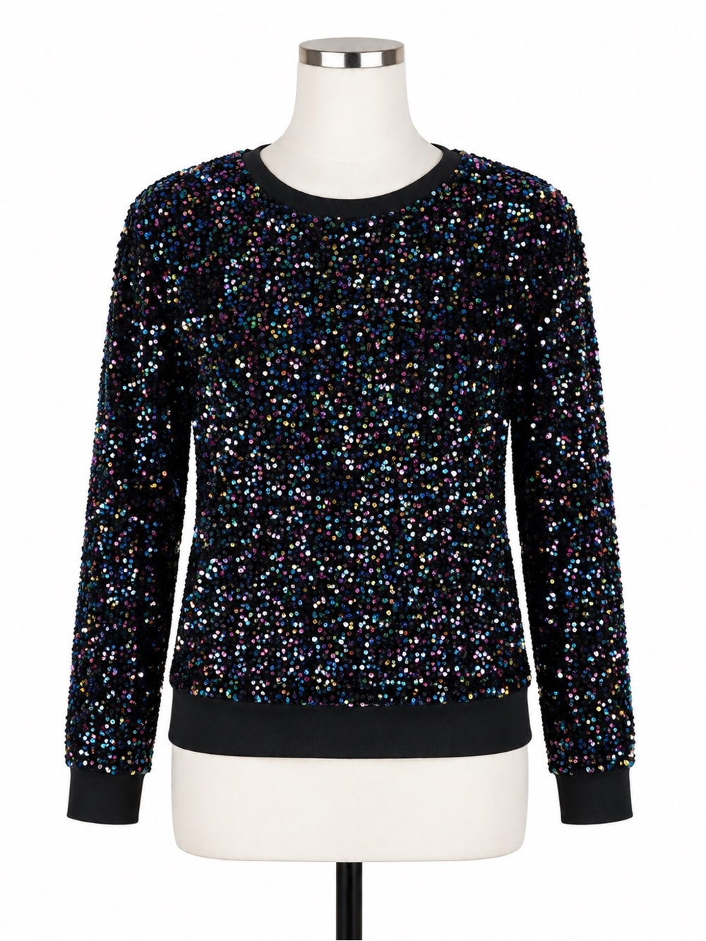 Shiraleah Black Multi-Sequin Crewneck Sweater